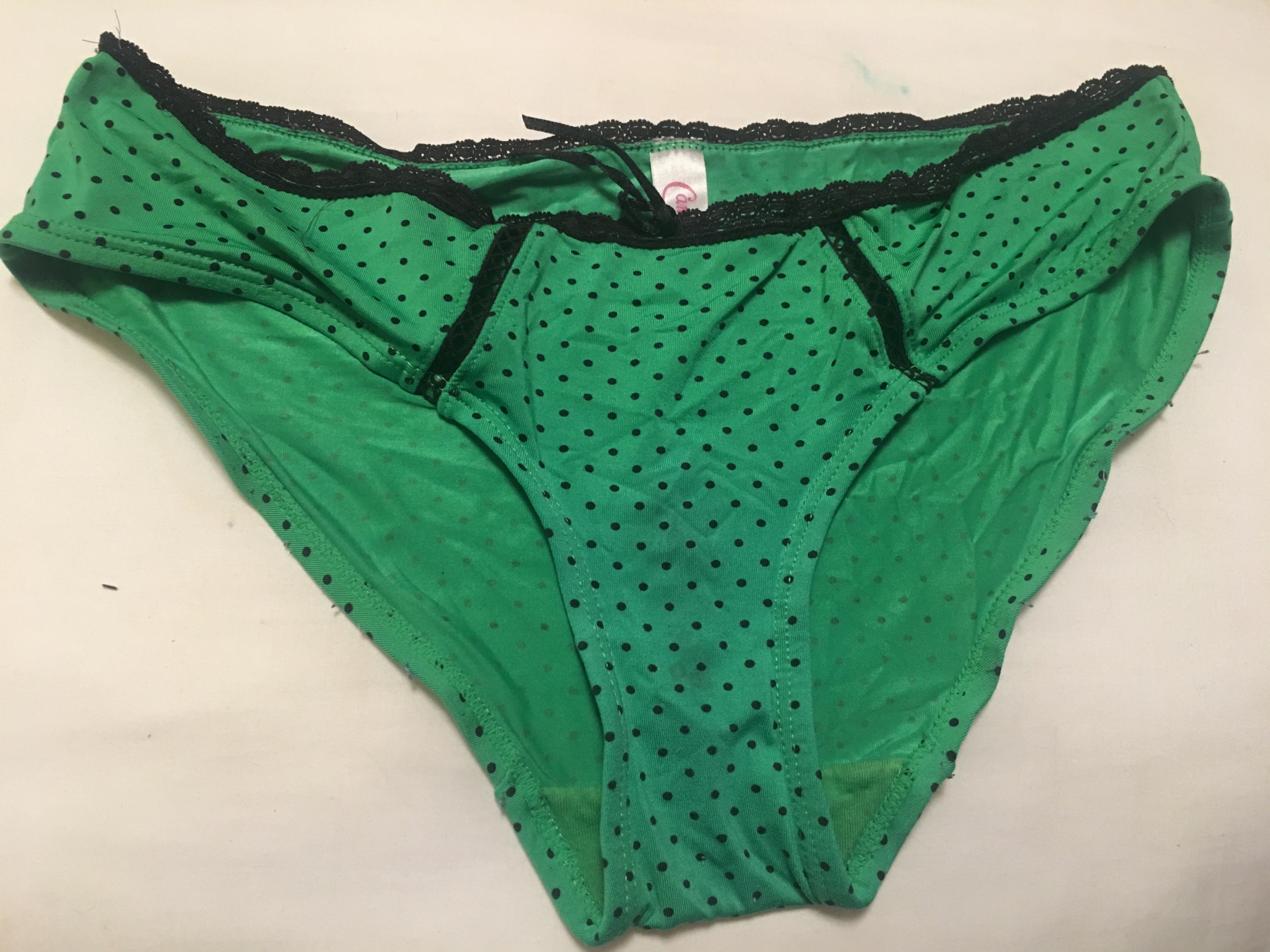 Green polka dot panties